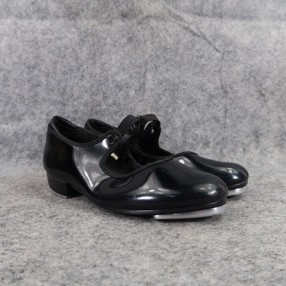 Danshuz Shoes Girls 11 Tap Dance Mary Jane Black Patent Slip On Star Tone Kids